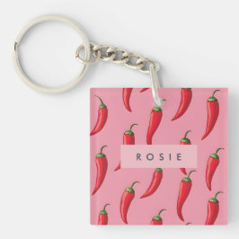 Spicy Red Chili Pepper Mönster på Rosa Background