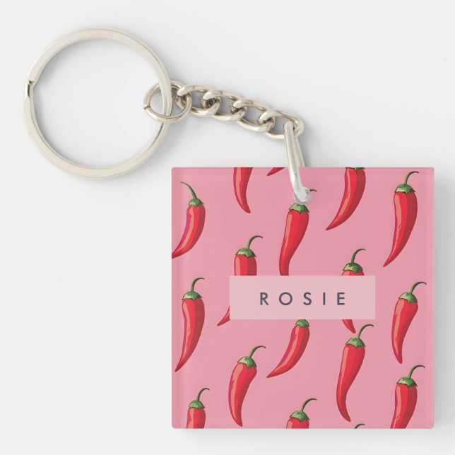 Spicy Red Chili Pepper Mönster på Rosa Background (Framsidan)