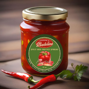 Spicy Red Pepper Spread Grönt och Red Runt Klistermärke