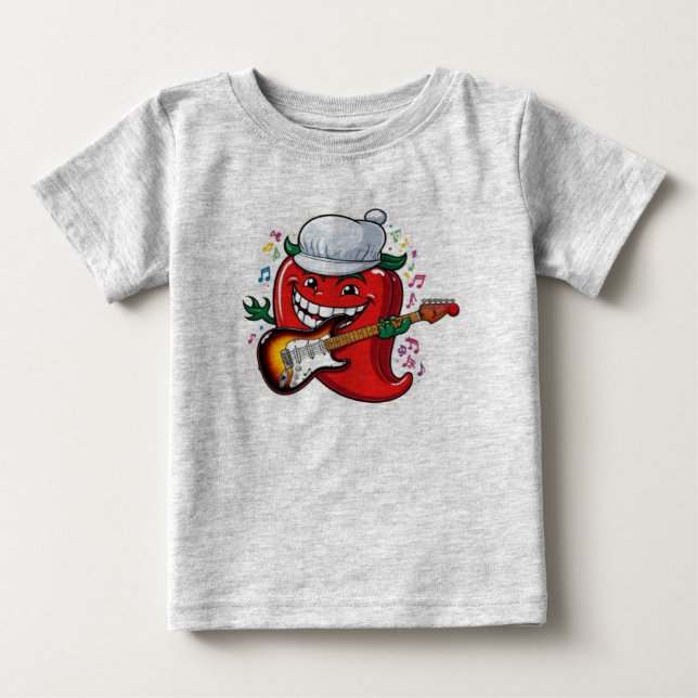 Spicy Rockstjärna Chili Pepper T Shirt (Framsida)