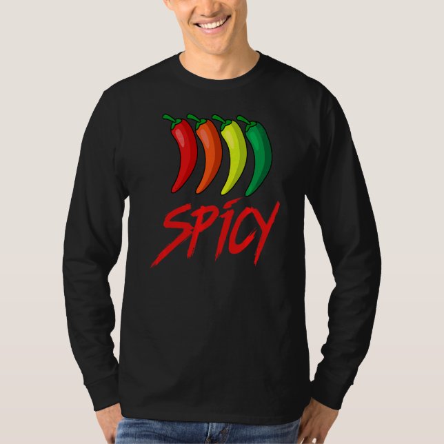 Spicy Roligt Hett Chili Sauce Peppers Spicy Food T Shirt (Framsida)
