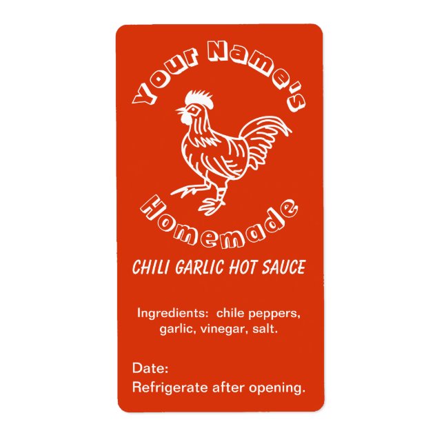 Spicy Tupp Anpassningsbar Hett Sauce Labels Chili  Fraktsedel (Framsidan)