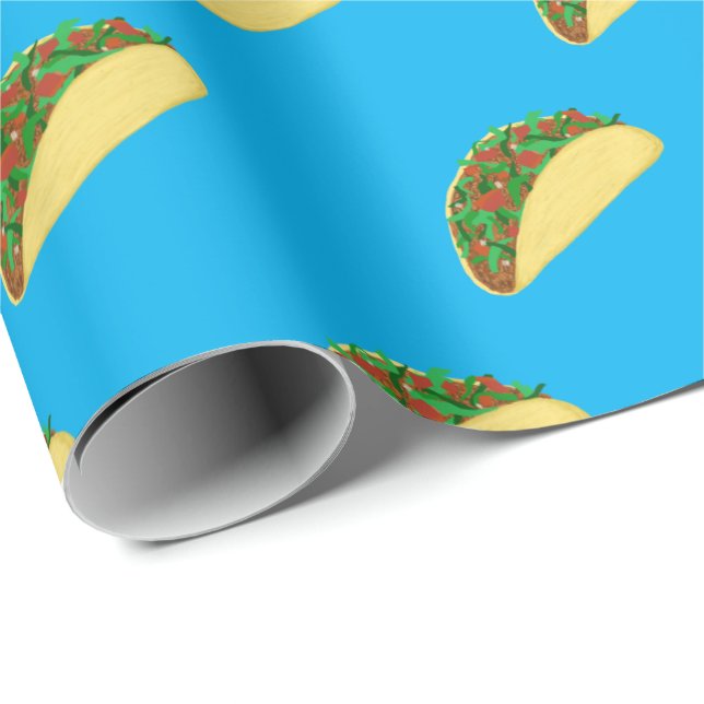 Spicy! Yummy Taco Mönster på Blue Presentpapper (Rullad Hörn)