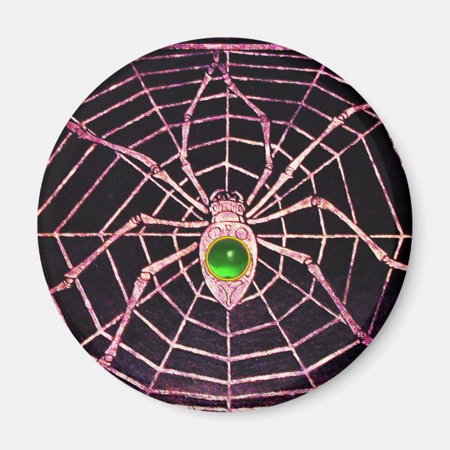 SPIDER AND WEBBEN Grönt Emerald Black Magnet (Framsidan)