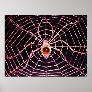 SPIDER AND WEBBEN Red Ruby Gemstone Black Poster