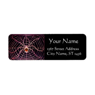 SPIDER AND WEBBEN Red Ruby Gemstone Black Returadress Etikett