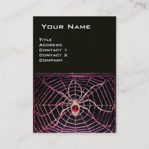 SPIDER AND WEBBEN Rosa Fuchsia Ruby Black Visitkort