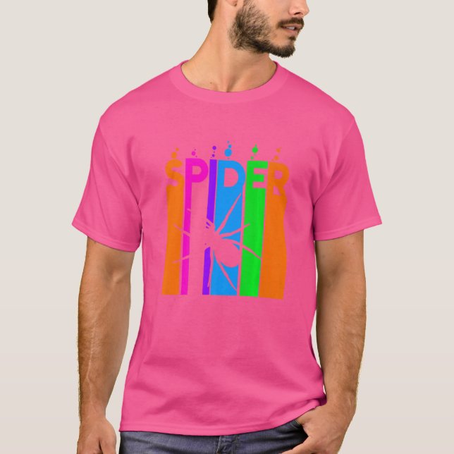 Spider Animal Rainbow Bubble with Silhouette T Shirt (Framsida)