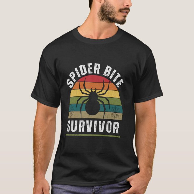 Spider Bita Survivor Jag Överlevde en Spider Bita T Shirt (Framsida)
