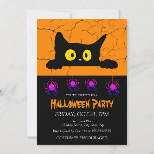 Spider Black Cat Costume Halloween fest Inbjudningar