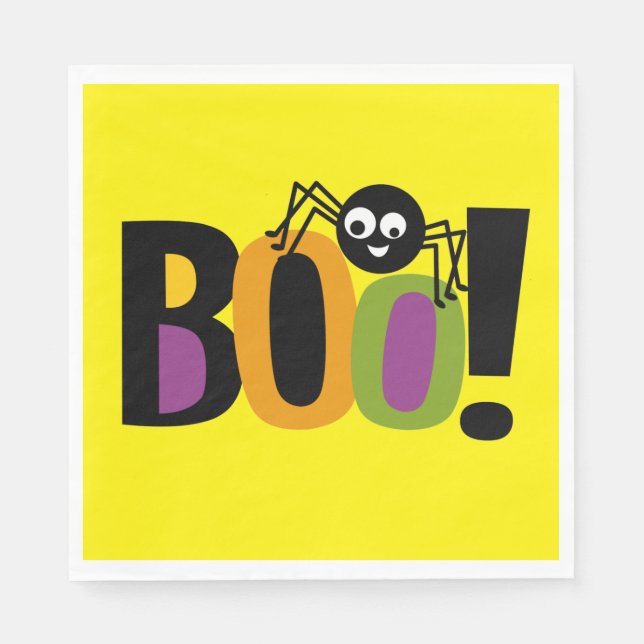 Spider BOO Halloween Papprare Tallrikar Pappersservett (Framsidan)