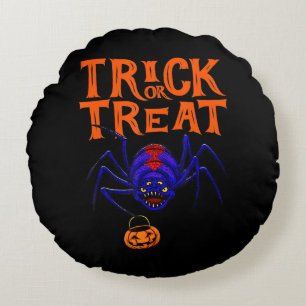 Spider Bus eller godis Shirt Women Funny Halloween Rund Kudde