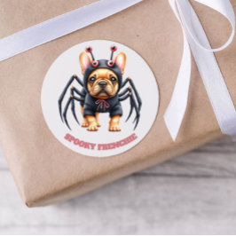 Spider Costume Frenchie Pup Halloween  Runt Klistermärke
