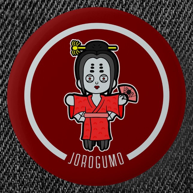 Spider Dam Jorogumo | Japanska Yokai Knapp (Spider Lady Jorogumo Yokai Can Badge- Detail View)