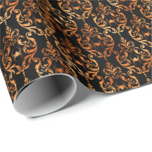 Spider Damask Copper Black Halloween Mönster