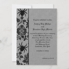 Spider Damask på Grått Linen Wedding-inbjudan Inbjudningar