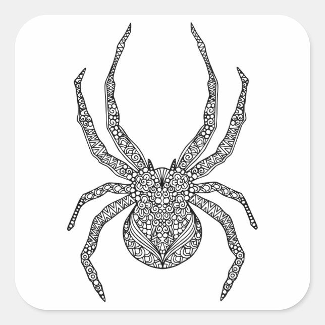 Spider Doodle Fyrkantigt Klistermärke (Framsida)
