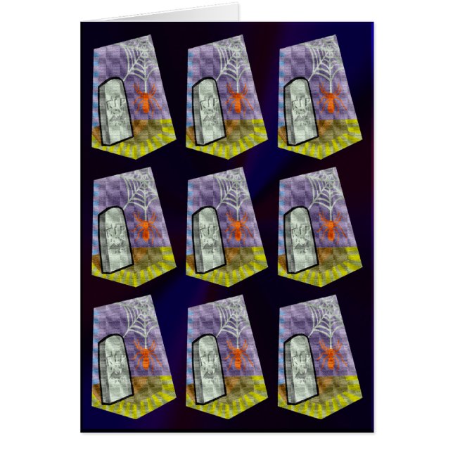 Spider från Webben och en RIP-markör Mönster Hälsningskort (Framsidan)