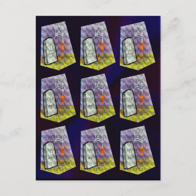 Spider från Webben och en RIP-markör Mönster Vykort (Framsida)