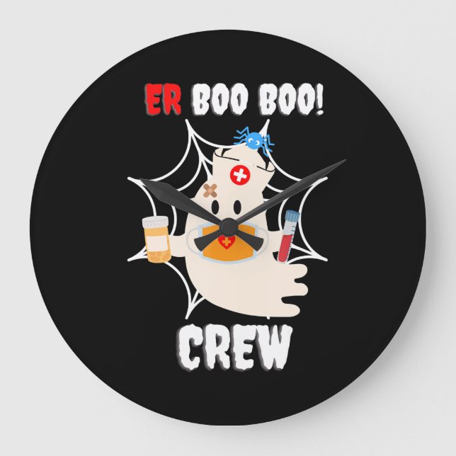 Spider Gift | Boo Crew Nurse Halloween Cute Spider Stor Klocka (Framsida)