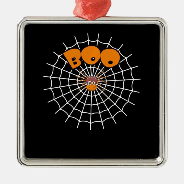 Spider Gift | Funny Boo Spindelnät Halloween Julgransprydnad Metall (Framsidan)