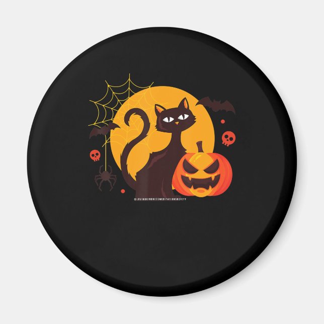 Spider Gift | Halloween Black Cat Spider Pumpkin Magnet (Framsidan)