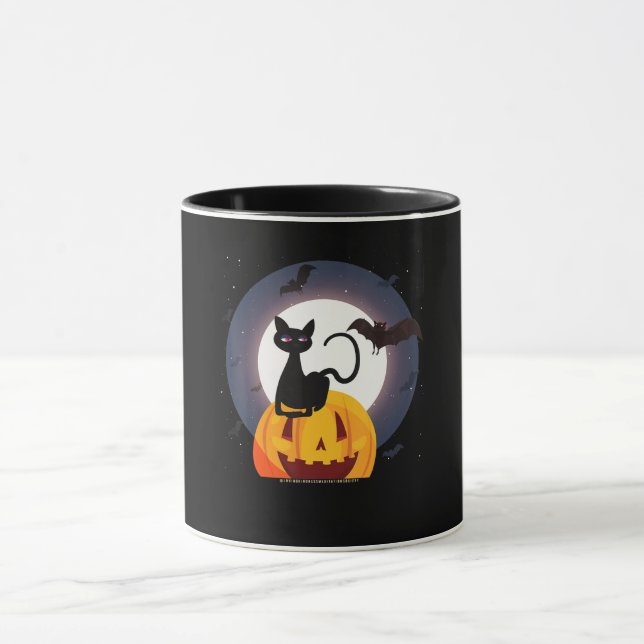 Spider Gift | Halloween Black Cat Spider Pumpkin Mugg (Center)