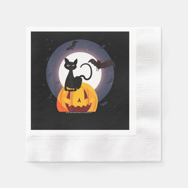 Spider Gift | Halloween Black Cat Spider Pumpkin Pappersservett (Framsidan)