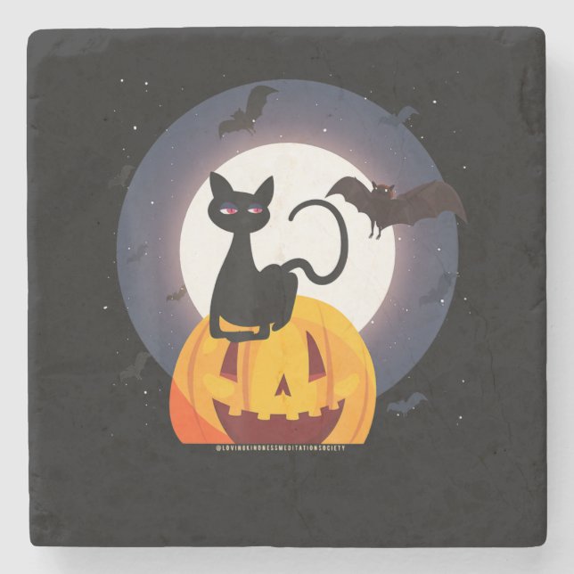 Spider Gift | Halloween Black Cat Spider Pumpkin Stenunderlägg (Framsidan)