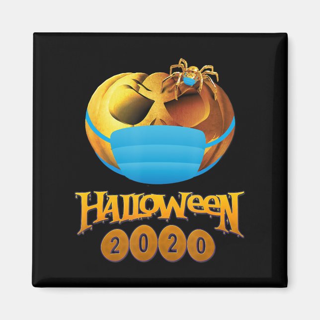 Spider Gift | Halloween Pumpkin och Spider Mask Magnet (Framsidan)