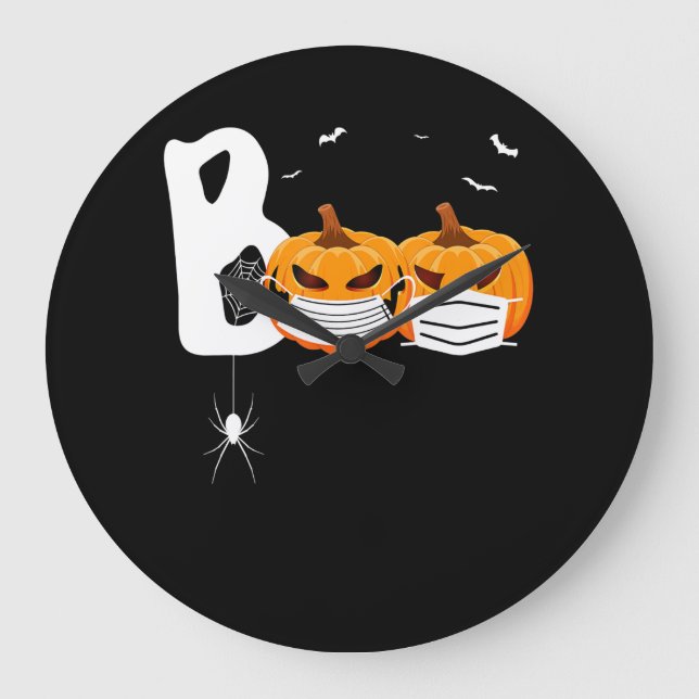 Spider Gift | Halloween Pumpkins Wearing Mask Spi Stor Klocka (Framsida)