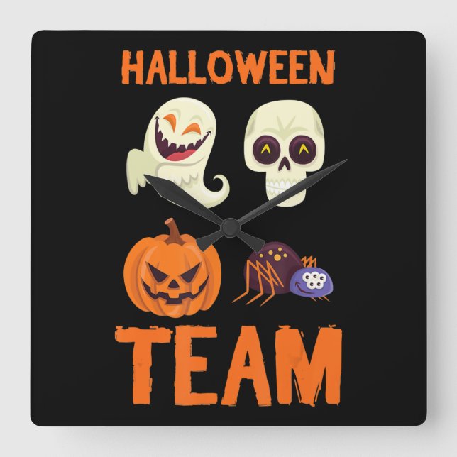 Spider Gift | Halloween Team Pumpkin Ghost Spider Fyrkantig Klocka (Framsida)