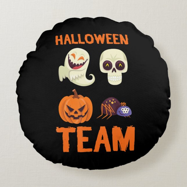 Spider Gift | Halloween Team Pumpkin Ghost Spider Rund Kudde (Framsidan)