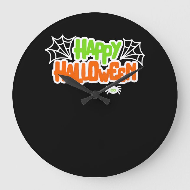 Spider Gift | Happy halloween-färgad kute-spindel Stor Klocka (Framsida)