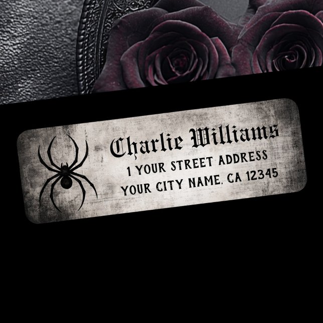 Spider gritty grunge Halloween return address Returadress Etikett (Spider gritty grunge Halloween return address Label)