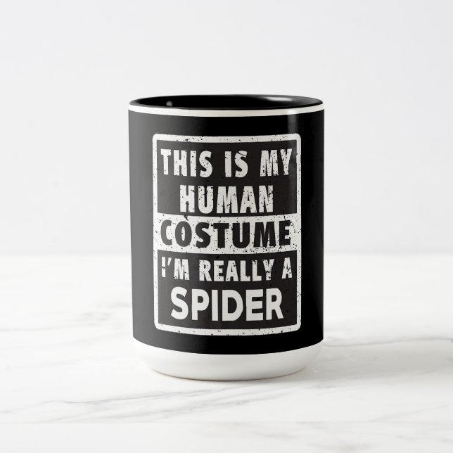 Spider Halloween Costume Funny Spider Costume Gift Två-Tonad Mugg (Center)