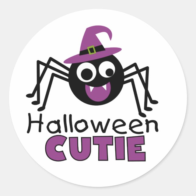 Spider Halloween Cutie Runt Klistermärke (Framsida)