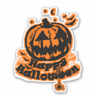 Spider happy halloween Jack o lantern Klistermärken
