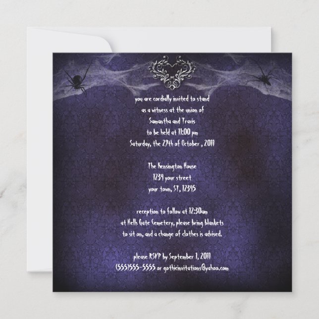 Spider Heart Gothic Vampre-inbjudan Inbjudningar (Framsida)