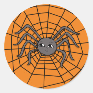Spider i Spindelnätet Halloween Spooky Party Runt Klistermärke