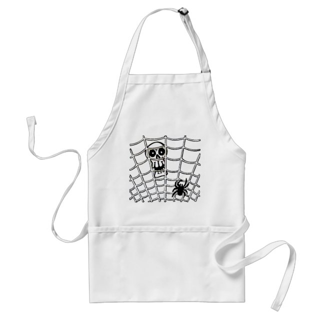 Spider i Webben med Skull Halloween Apron Förkläde (Framsidan)