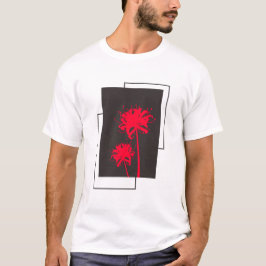 Spider Lily Flower Design Monchrome T Shirt