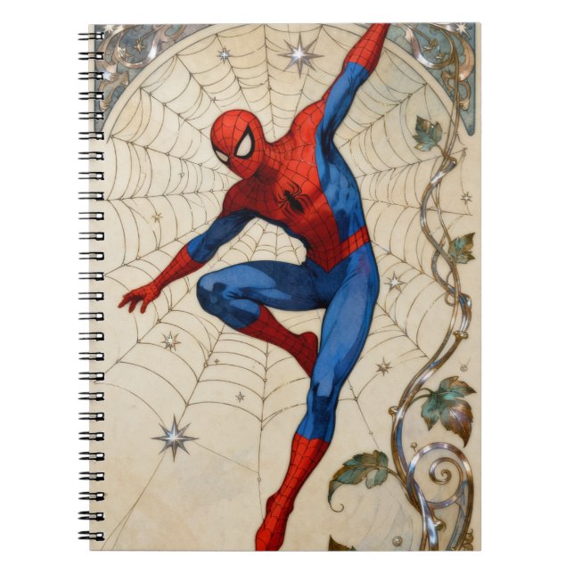 Spider Man Art Nouveau Anteckningsbok (Framsidan)