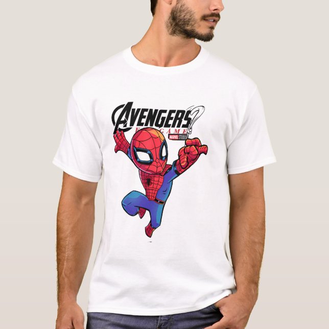 Spider-Man – Chibi Marvel Superhjältekonst T Shirt (Framsida)