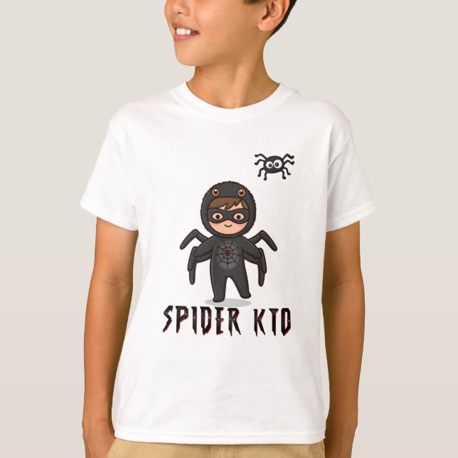 Spider Man Kid Cartoon | Cute Spidey on the Back T Shirt (Framsida)