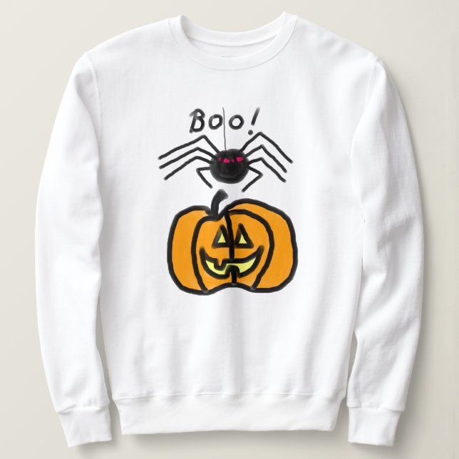 Spider med Pumpkin Halloween Sweatshirt T Shirt (Design framsida)
