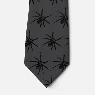 Spider Mönster   Neck Tie   Träkol och svart Slips