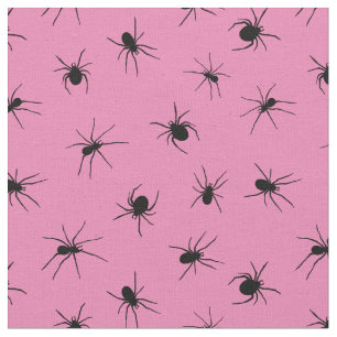 Spider Mönster Rosa och svart Tyg