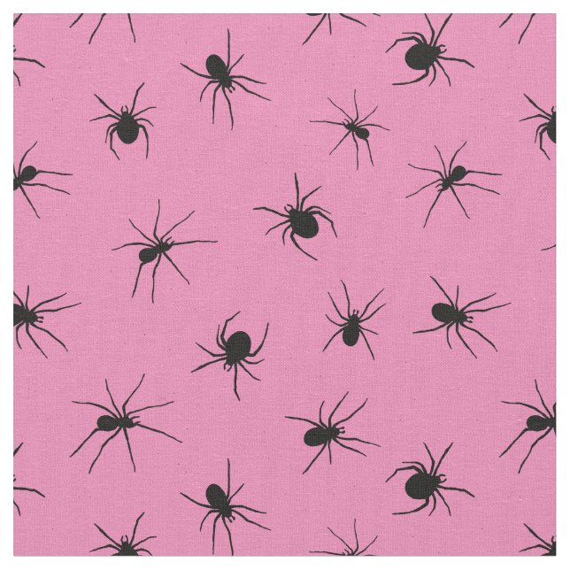 Spider Mönster Rosa och svart Tyg (Närbild)