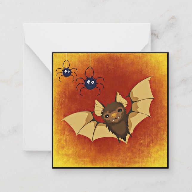 Spider och Fladdermus Mini Halloween Card Anteckningskort (Framsida)